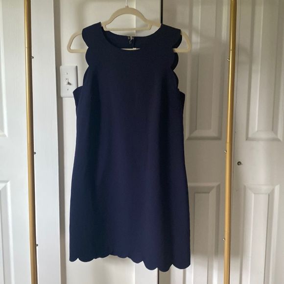 J.Crew Scalloped Shift Dress, navy, size 8 - Picture 1 of 5
